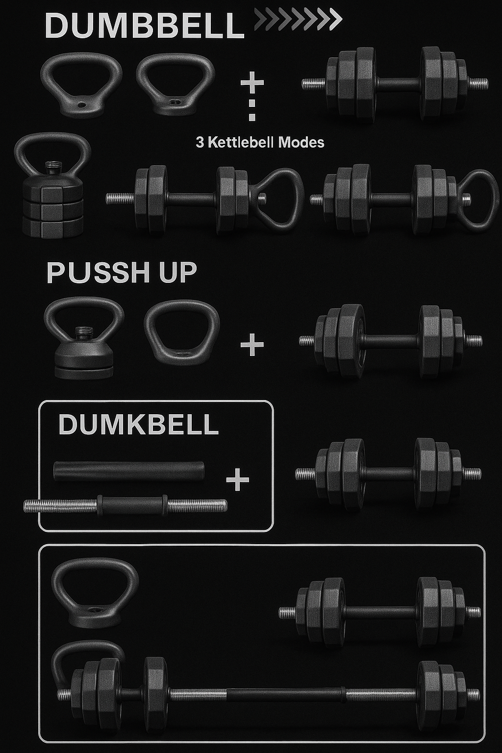 4 in 1 Adjustable Dumbbell Set
